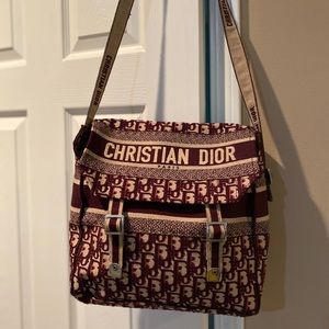 Burgundy Dior Oblique Messenger Bag
